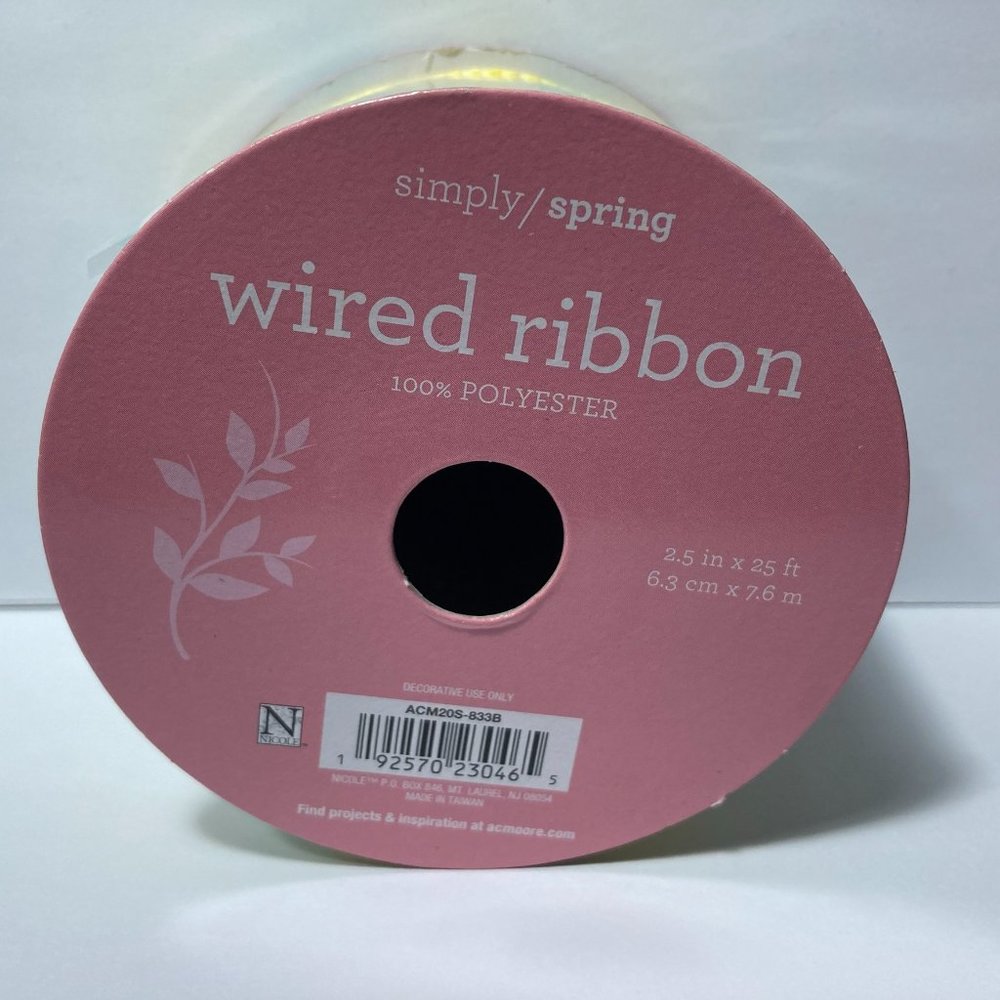 Wired Ribbon Spring Diamond 2.5" Yellow Green - Picture 12 of 13
